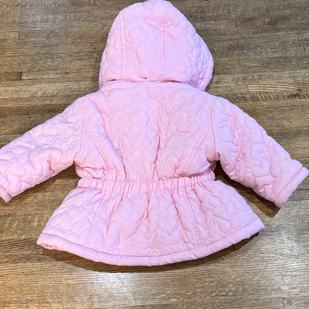 Two 12 M Girl’s Winter Jackets with Hoods. Pink Quilted and Faux Suede - Picture 6 of 13